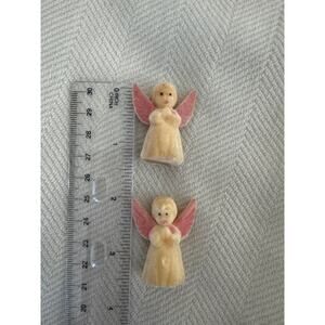 VTG Mini Flocked angels Figures Prizes Pins Arts Crafts Angels PINK WINGS